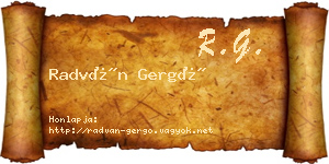 Radván Gergő névjegykártya